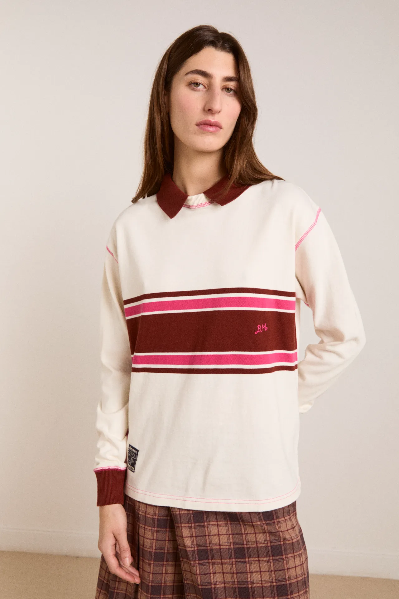 Olina Placement Stripe Rugby - Ecru sold by Damson Madder