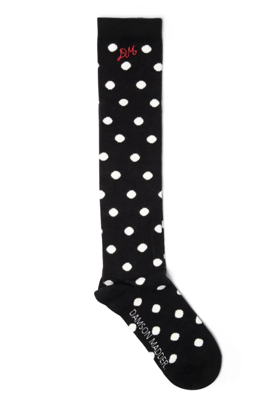 knee high polka dot socks - black & cream sold by Damson Madder