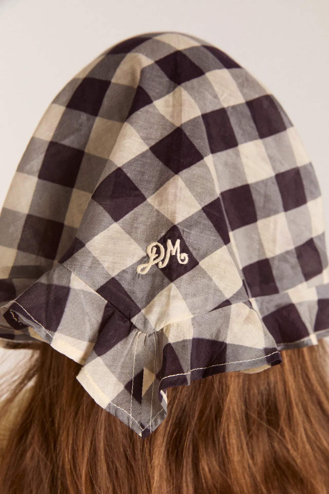 sheer triangle headscarf - butter gingham sold by Damson Madder product image thumbnail 3