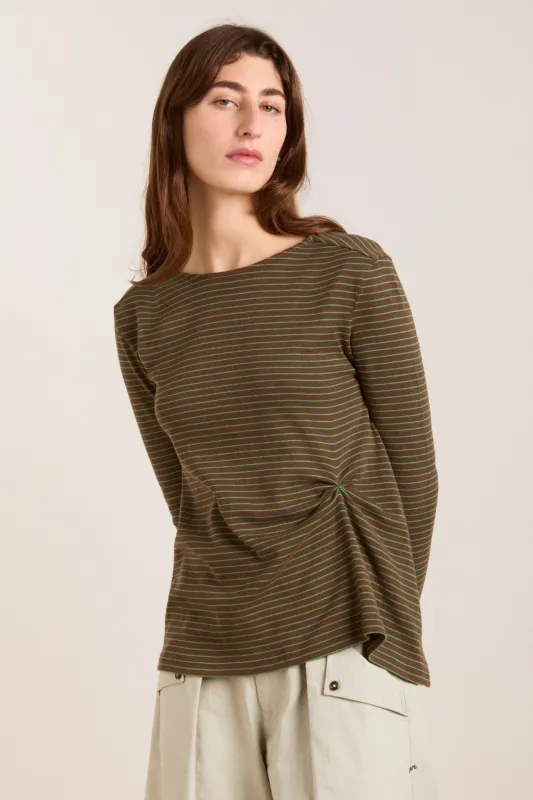 raelynn tee - green stripe sold by Damson Madder
