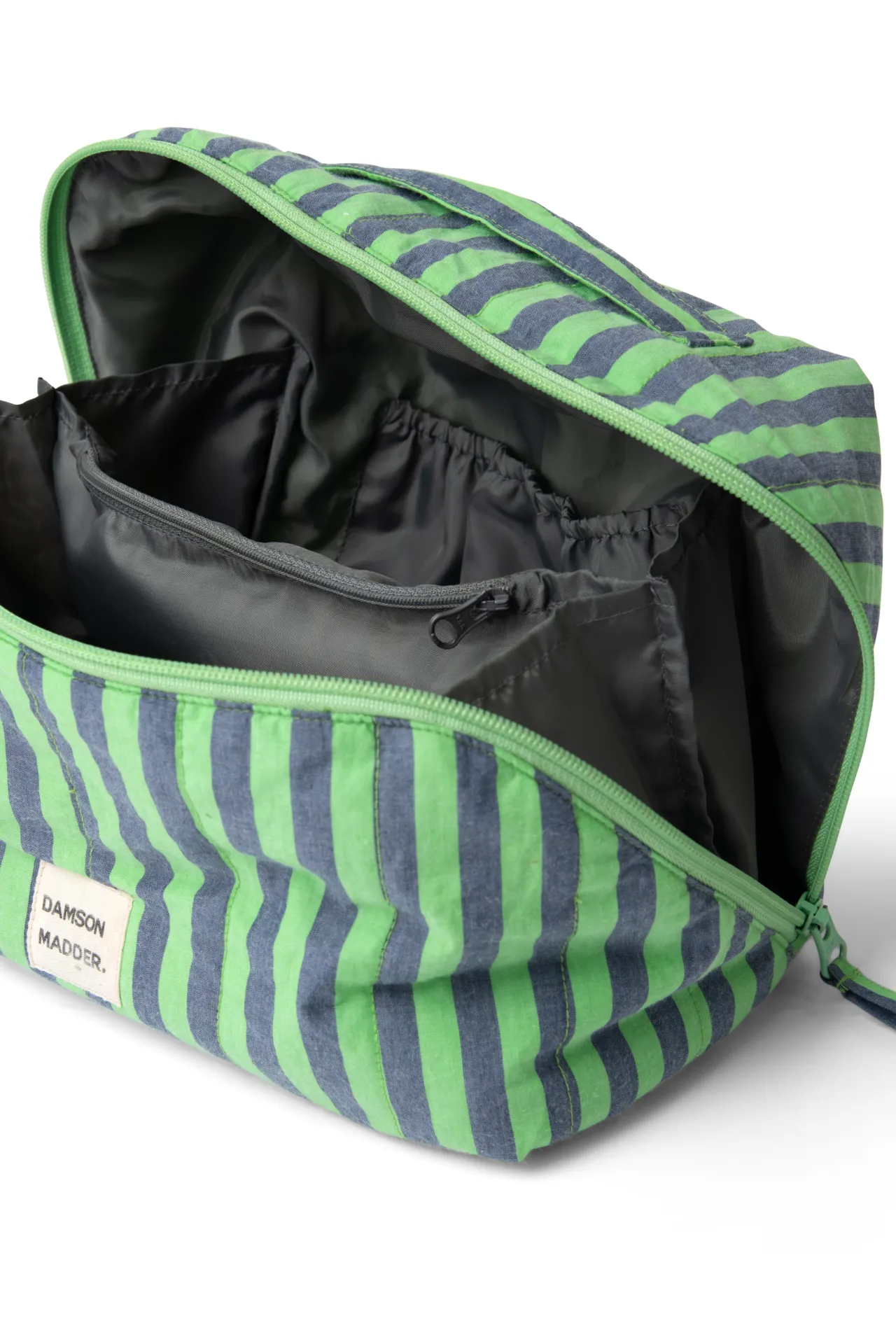 Large Wash Bag - Navy Pop Green Stripe sold by Damson Madder product image thumbnail 2