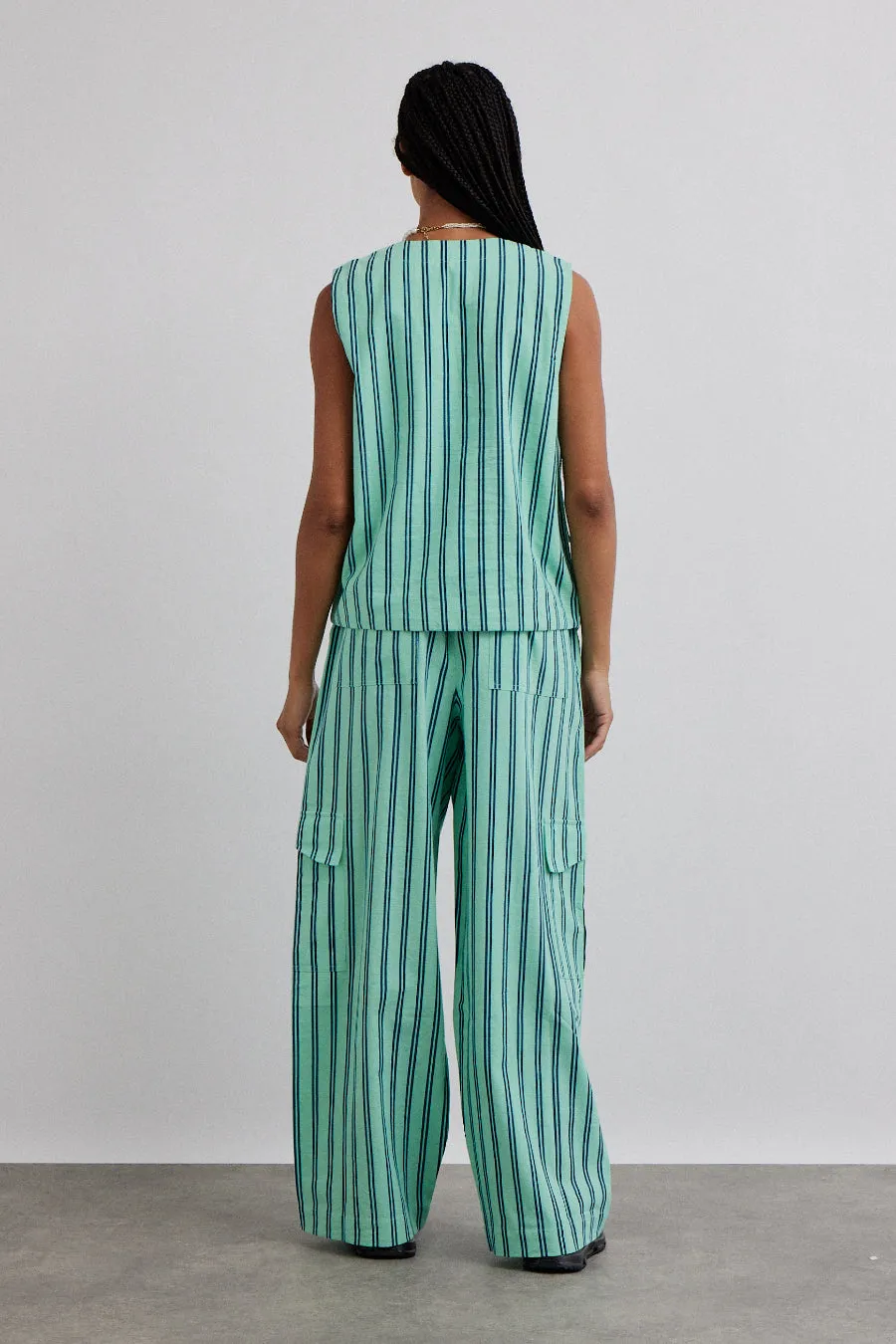 coco oversized waistcoat - mint stripe sold by Damson Madder product image thumbnail 3
