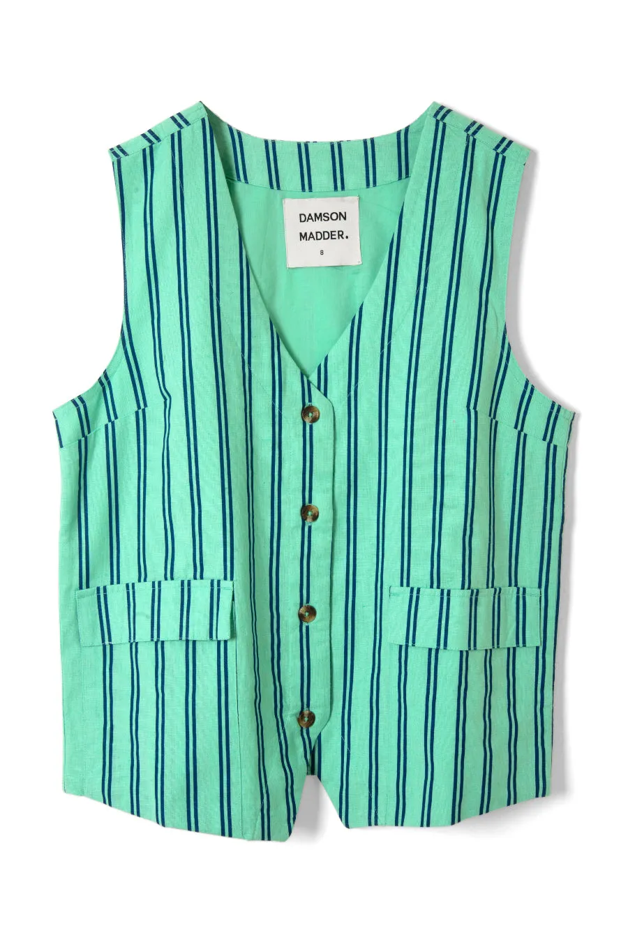 coco oversized waistcoat - mint stripe sold by Damson Madder product image thumbnail 5
