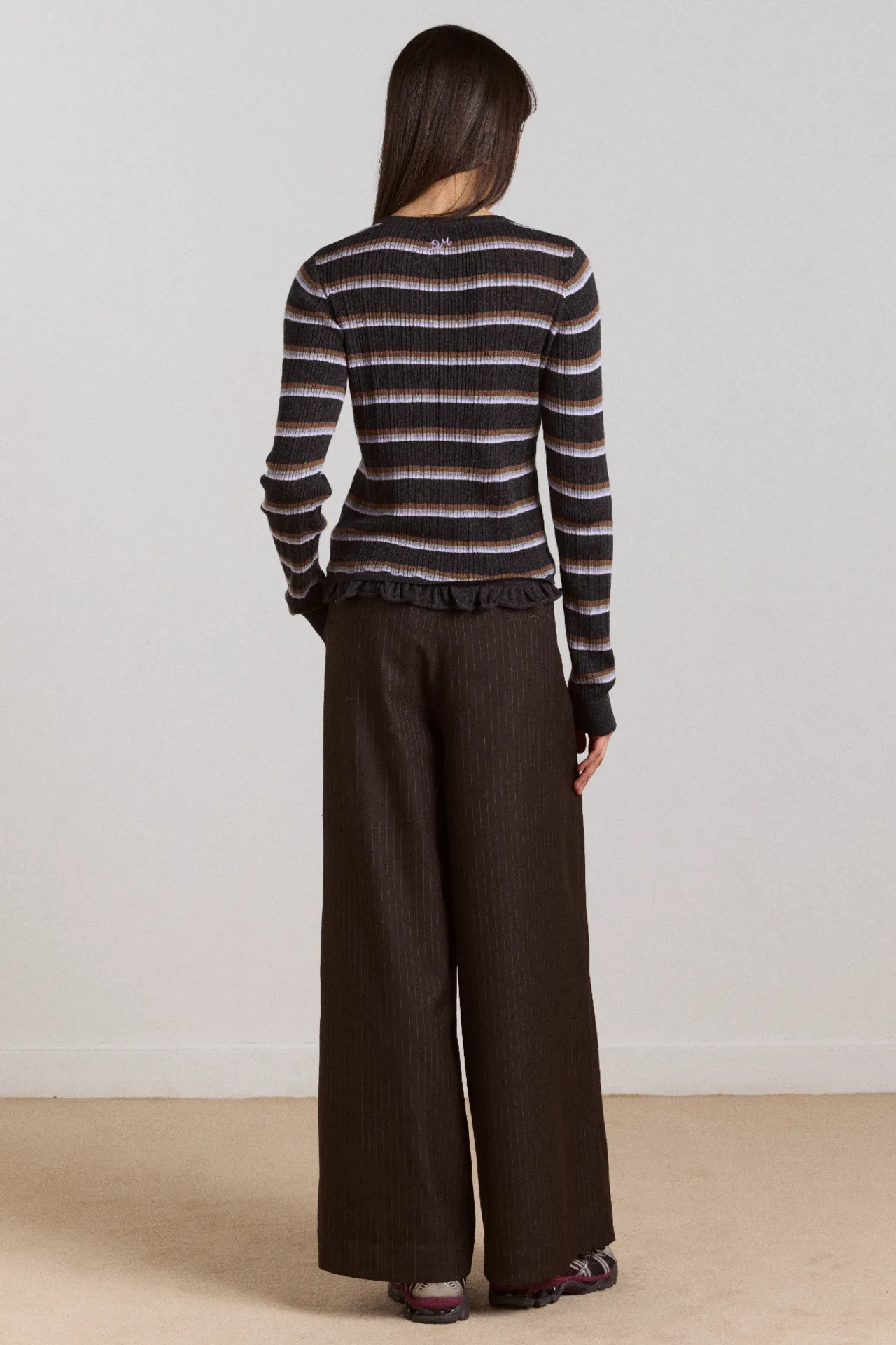 fabia trouser - choc pinstripe sold by Damson Madder product image thumbnail 5