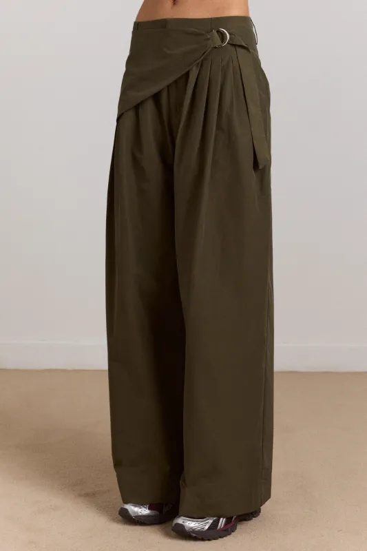 fabia trouser - khaki sold by Damson Madder