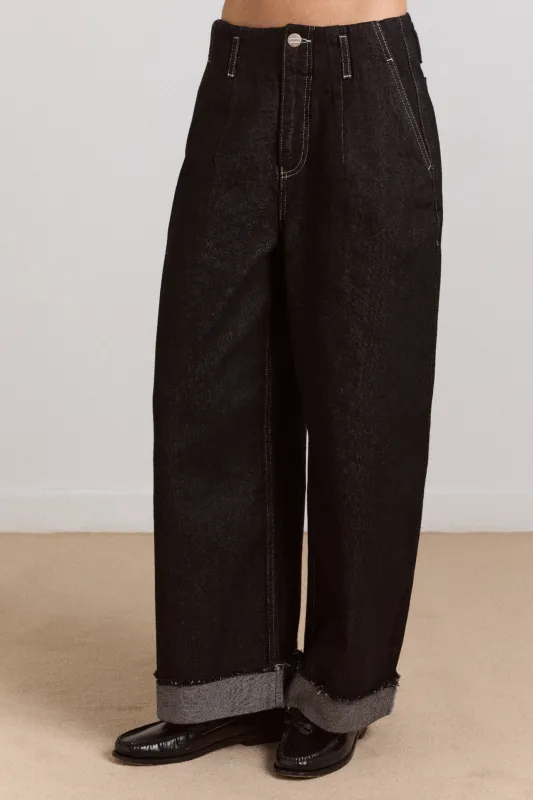 loose fit pascal jeans - black wash sold by Damson Madder