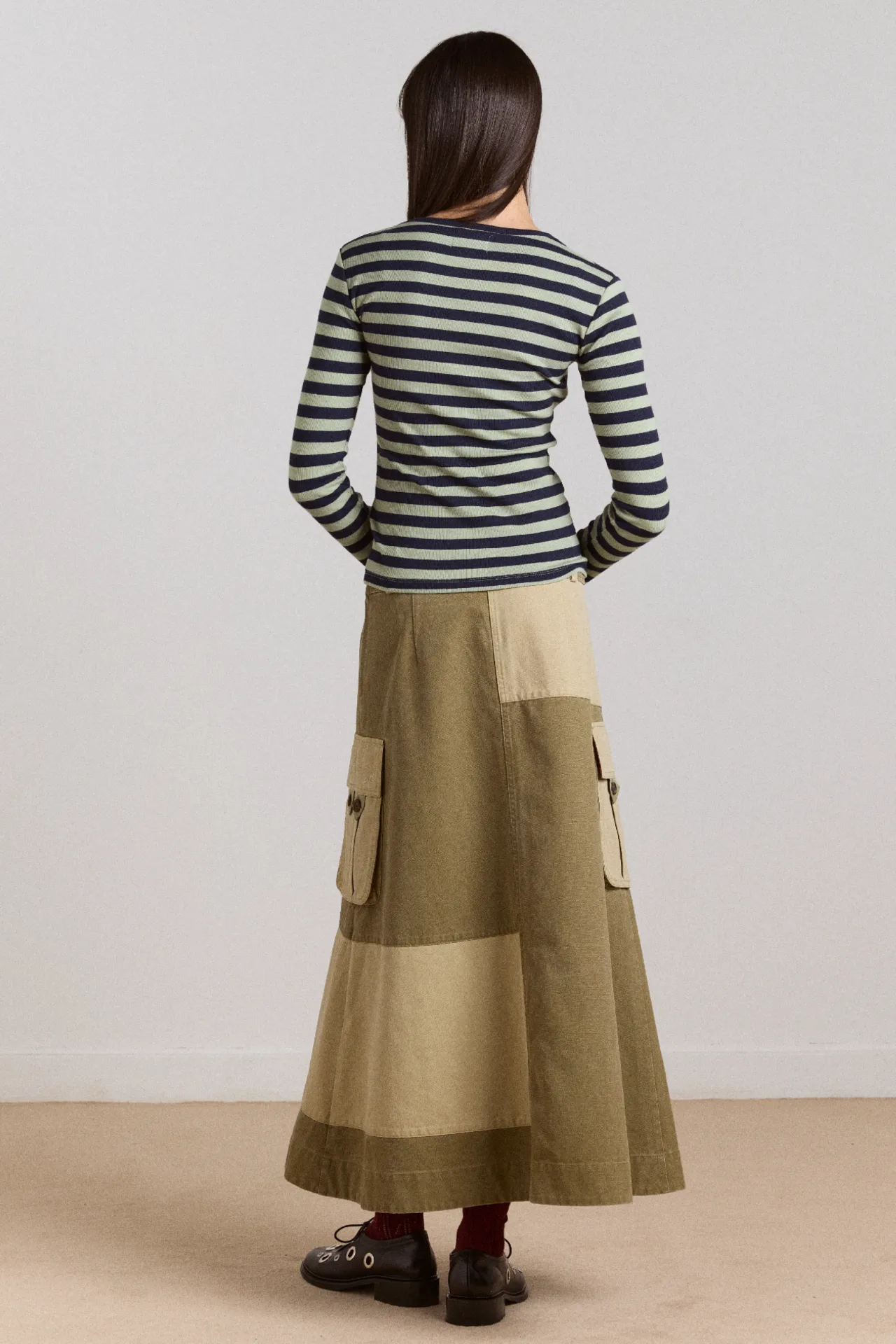marcelle barn midi skirt - olive sold by Damson Madder product image thumbnail 5