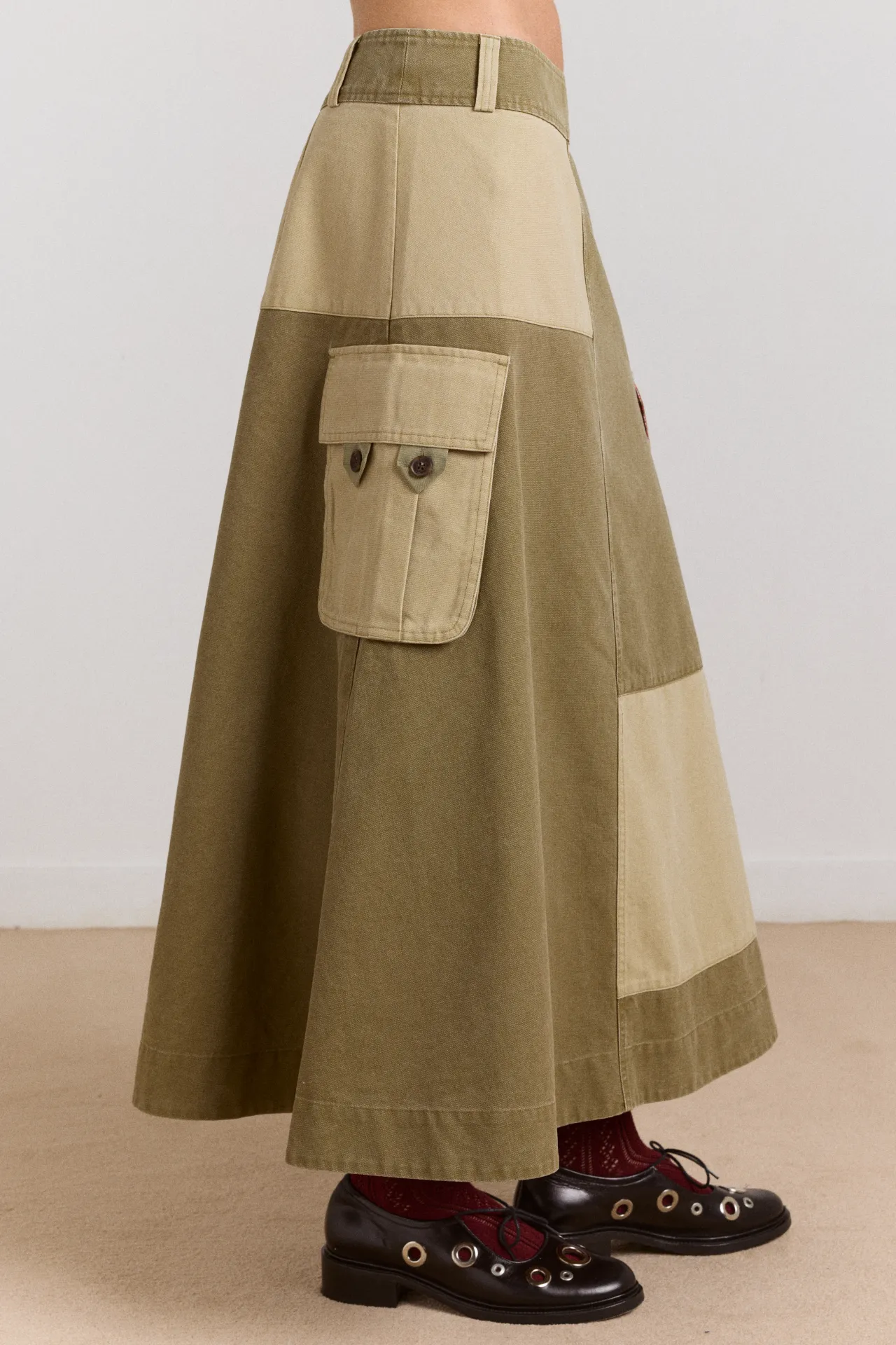 marcelle barn midi skirt - olive sold by Damson Madder product image thumbnail 2