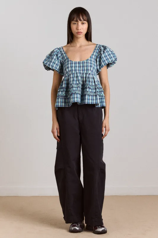 summer joy blouse- tomboy check sold by Damson Madder