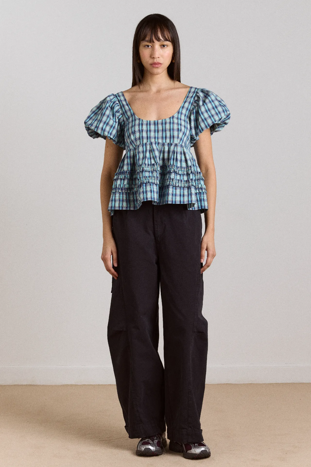 summer joy blouse- tomboy check sold by Damson Madder