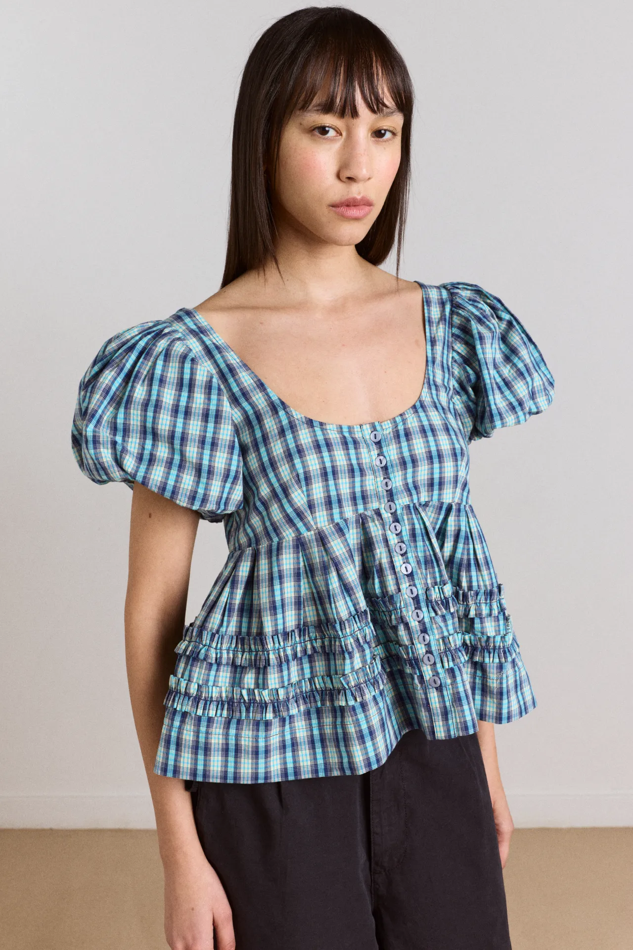 summer joy blouse- tomboy check sold by Damson Madder product image thumbnail 2