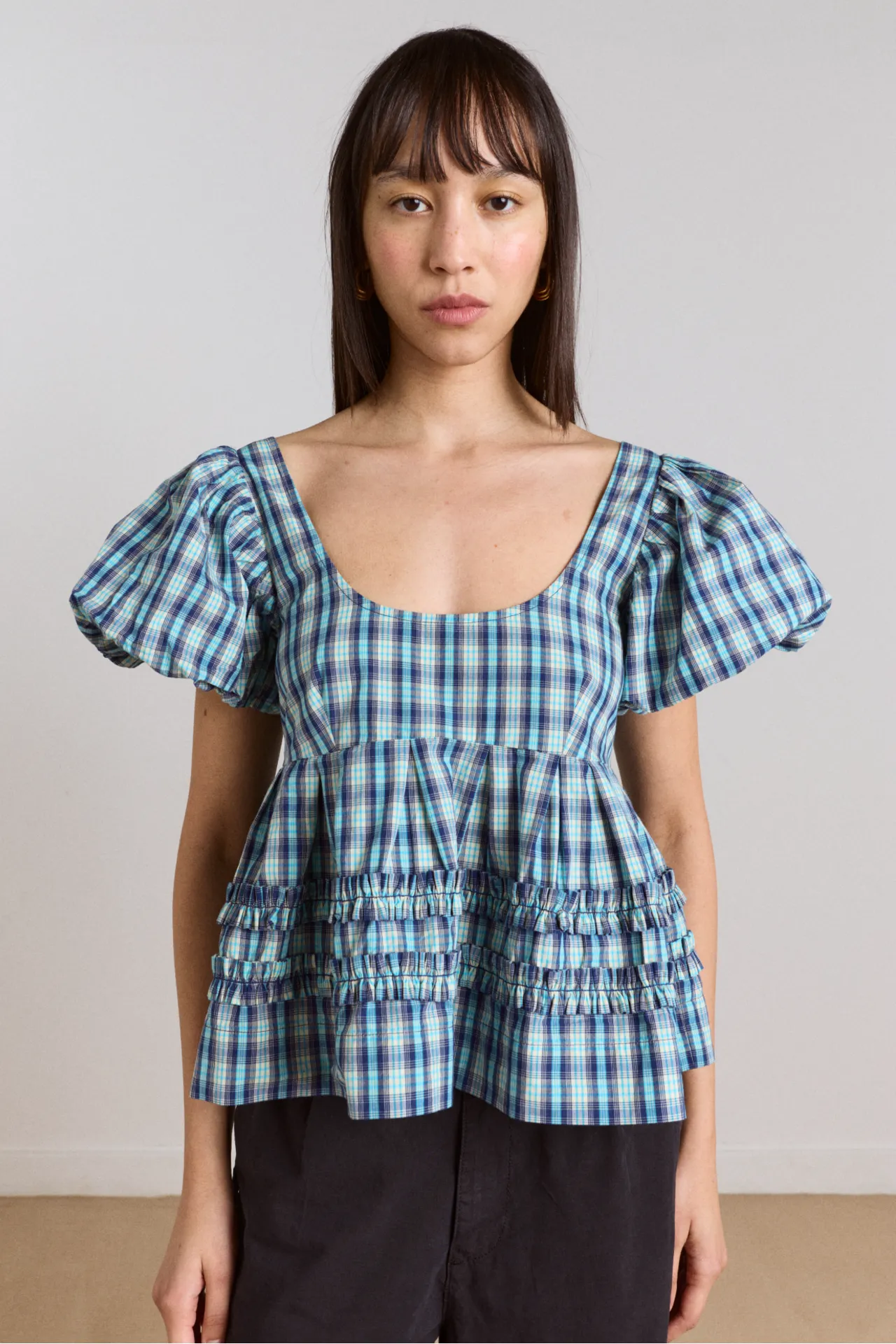 summer joy blouse- tomboy check sold by Damson Madder product image thumbnail 3