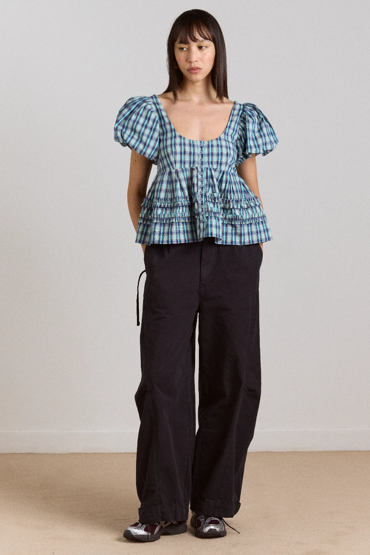 summer joy blouse- tomboy check sold by Damson Madder product image thumbnail 4