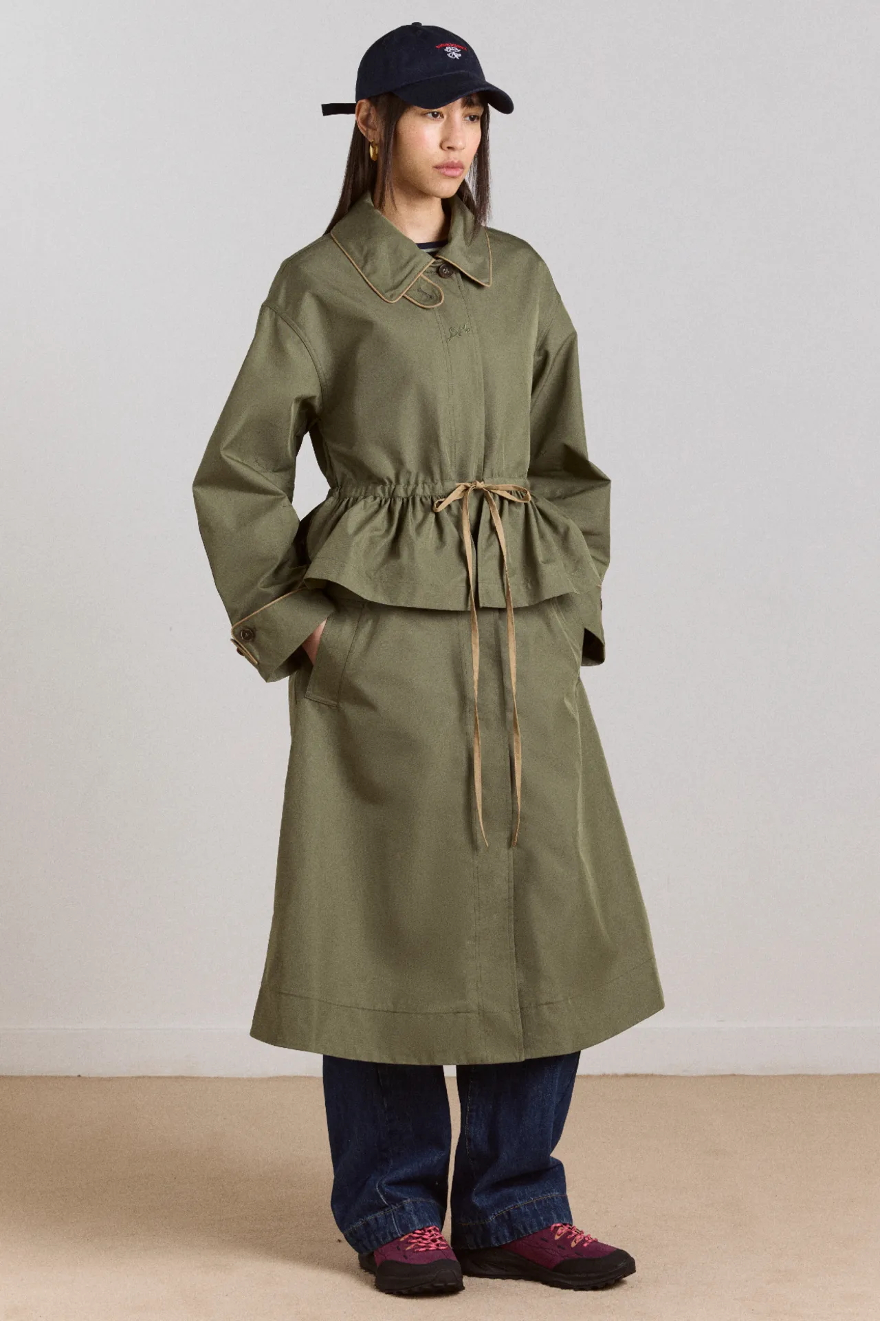 multi-wear myrtle trench in khaki sold by Damson Madder product image thumbnail 3