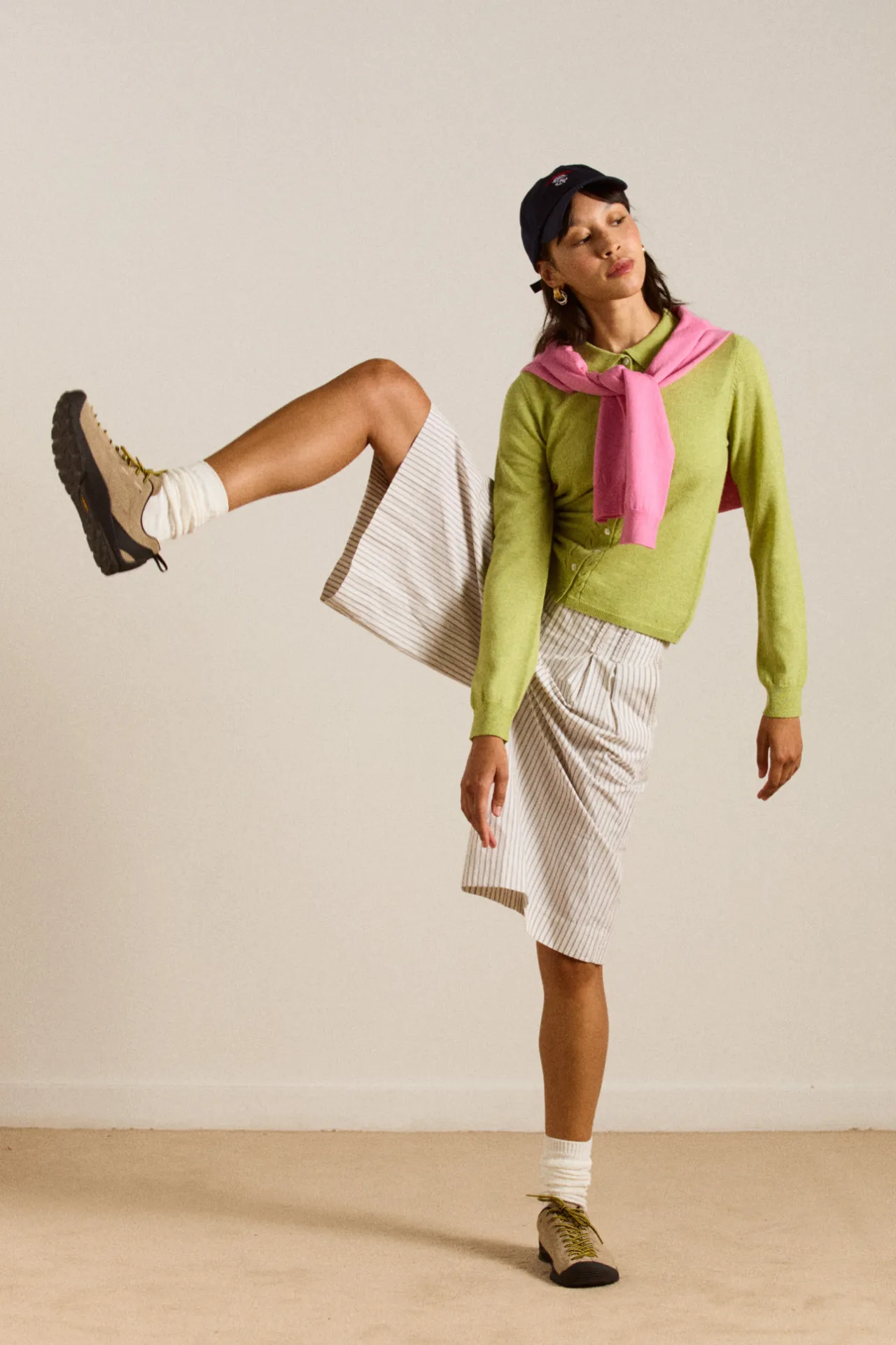 Voula Wool And Cashmere Blend Cardigan - Lime sold by Damson Madder product image thumbnail 4
