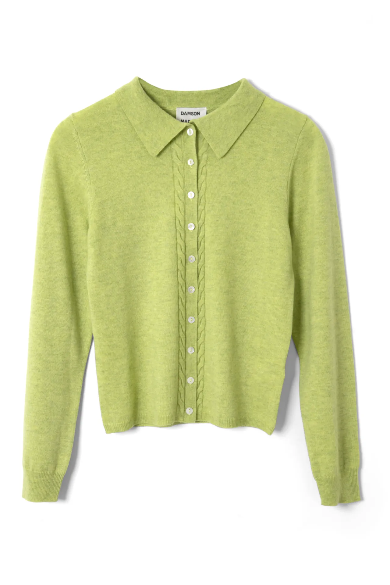 Voula Wool And Cashmere Blend Cardigan - Lime sold by Damson Madder product image thumbnail 2