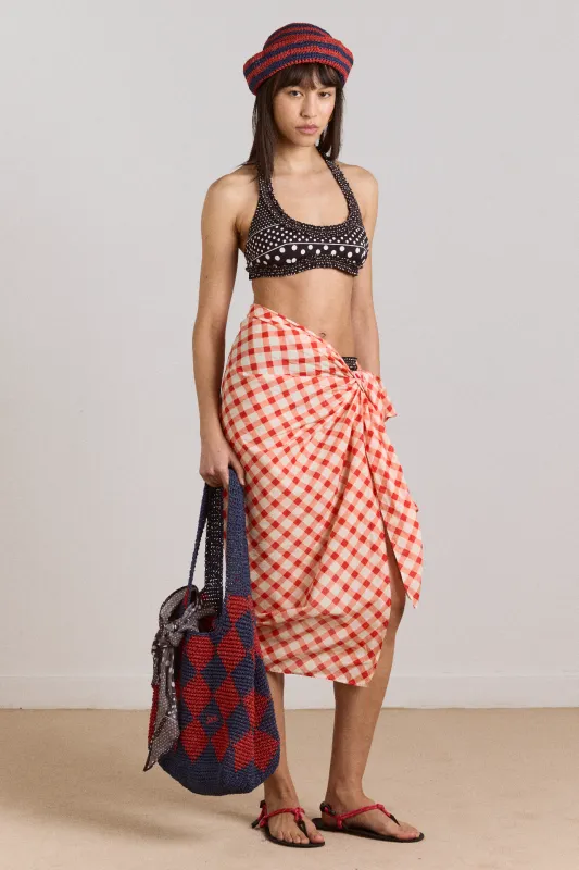cove bikini top - spot stripe print sold by Damson Madder