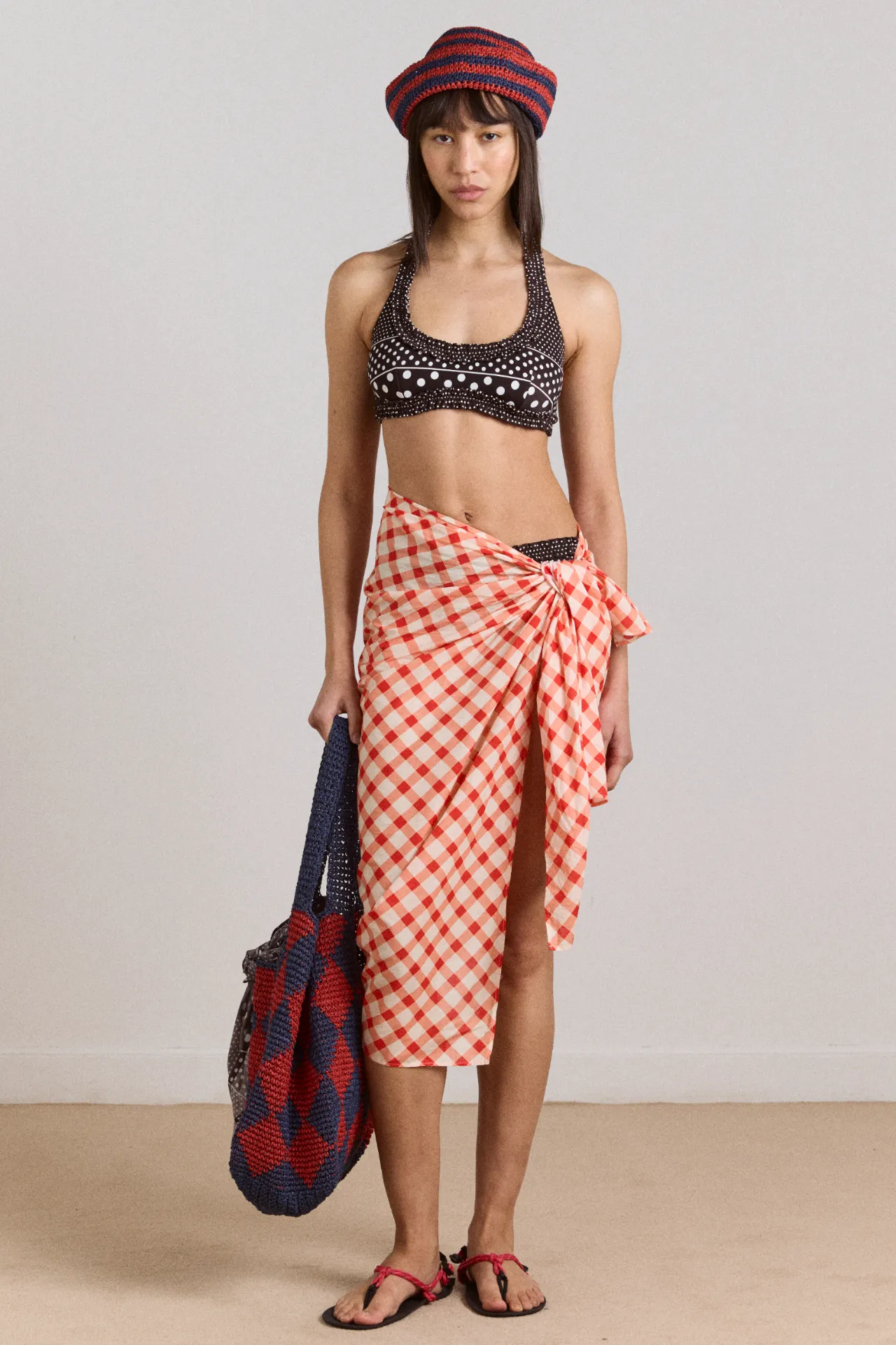 cove bikini top - spot stripe print sold by Damson Madder product image thumbnail 3