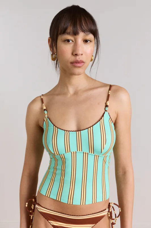 trudi tankini top - mint stripe print sold by Damson Madder