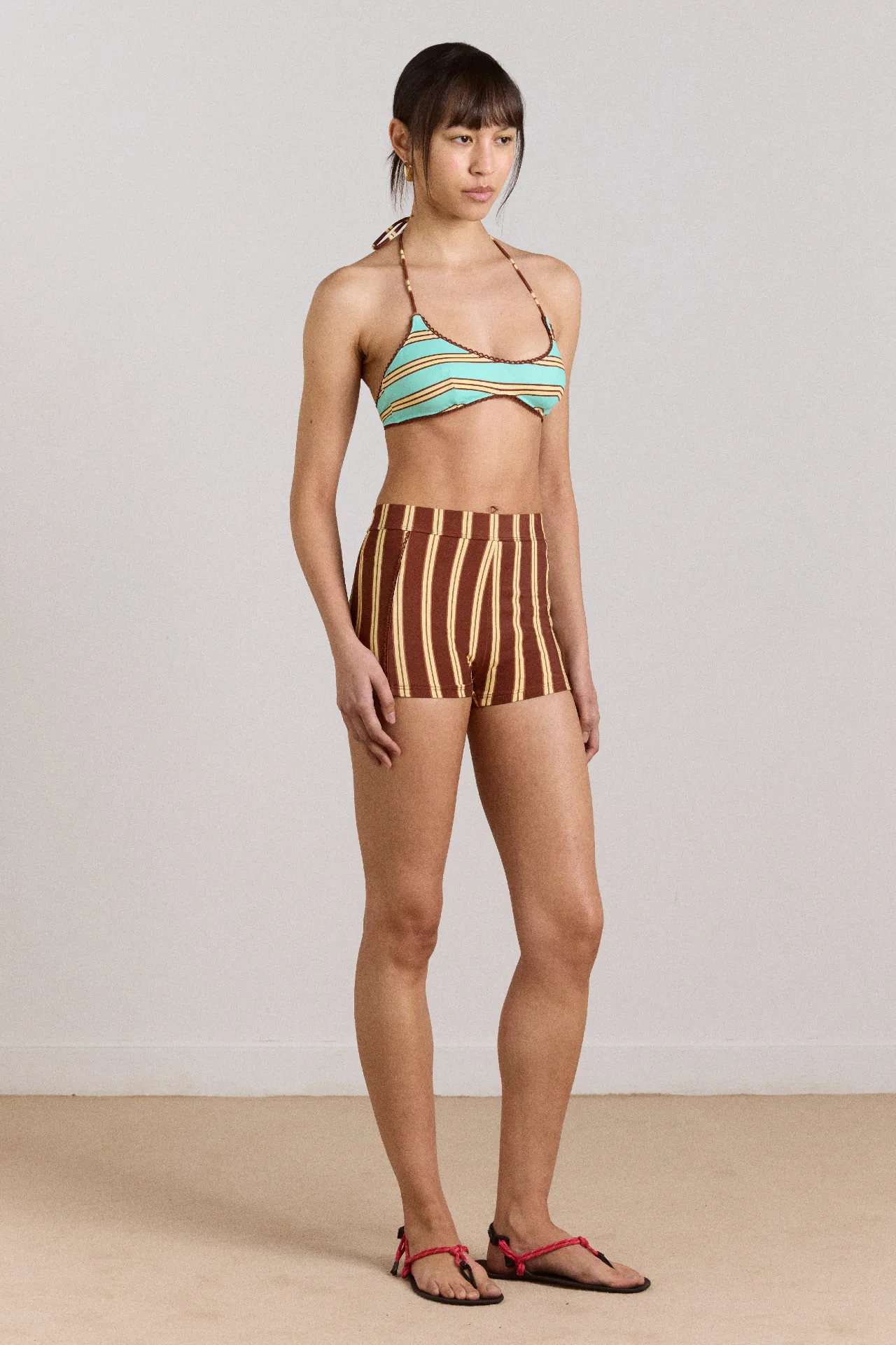 trudi boy short - brown stripe print sold by Damson Madder product image thumbnail 3