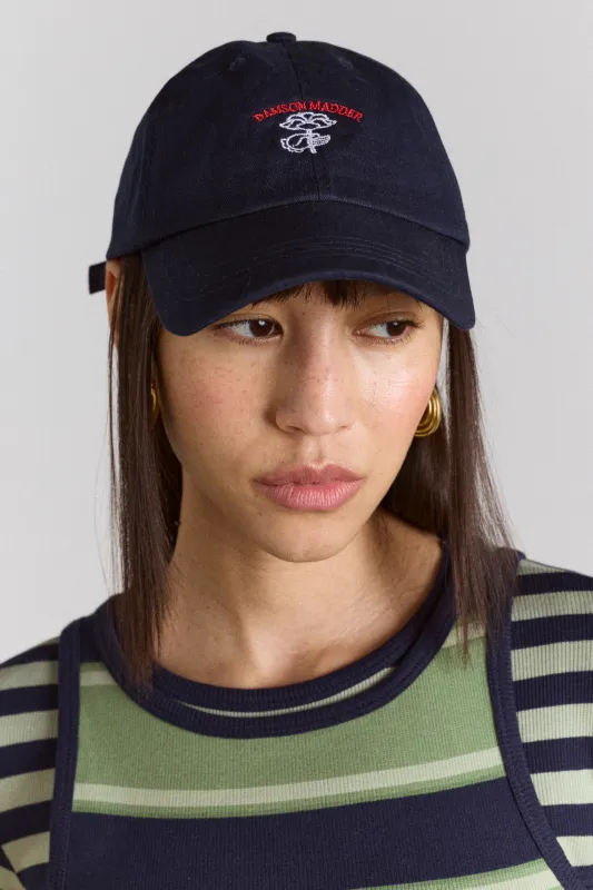 cap with flower embroidery - navy sold by Damson Madder
