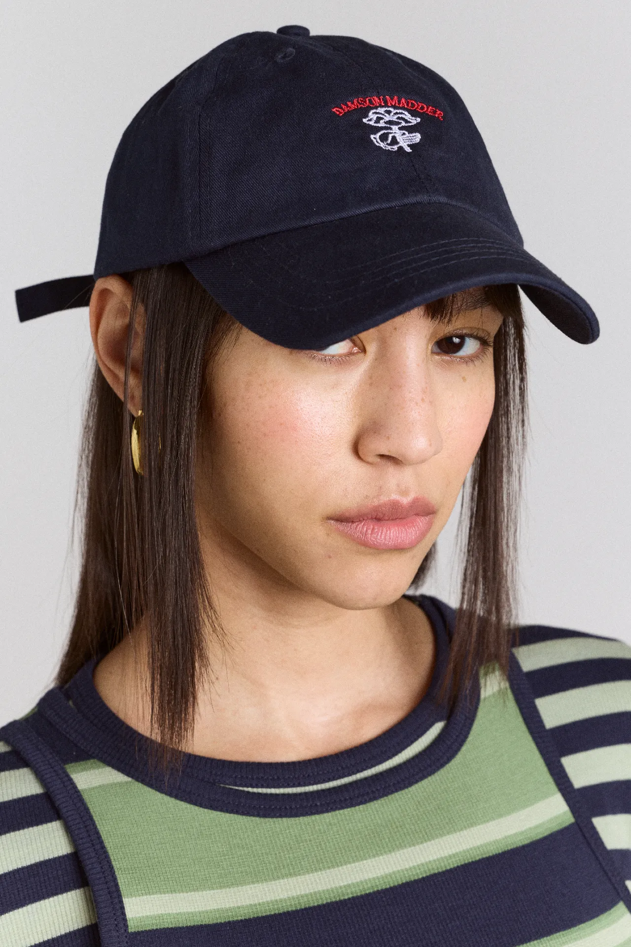 cap with flower embroidery - navy sold by Damson Madder product image thumbnail 3