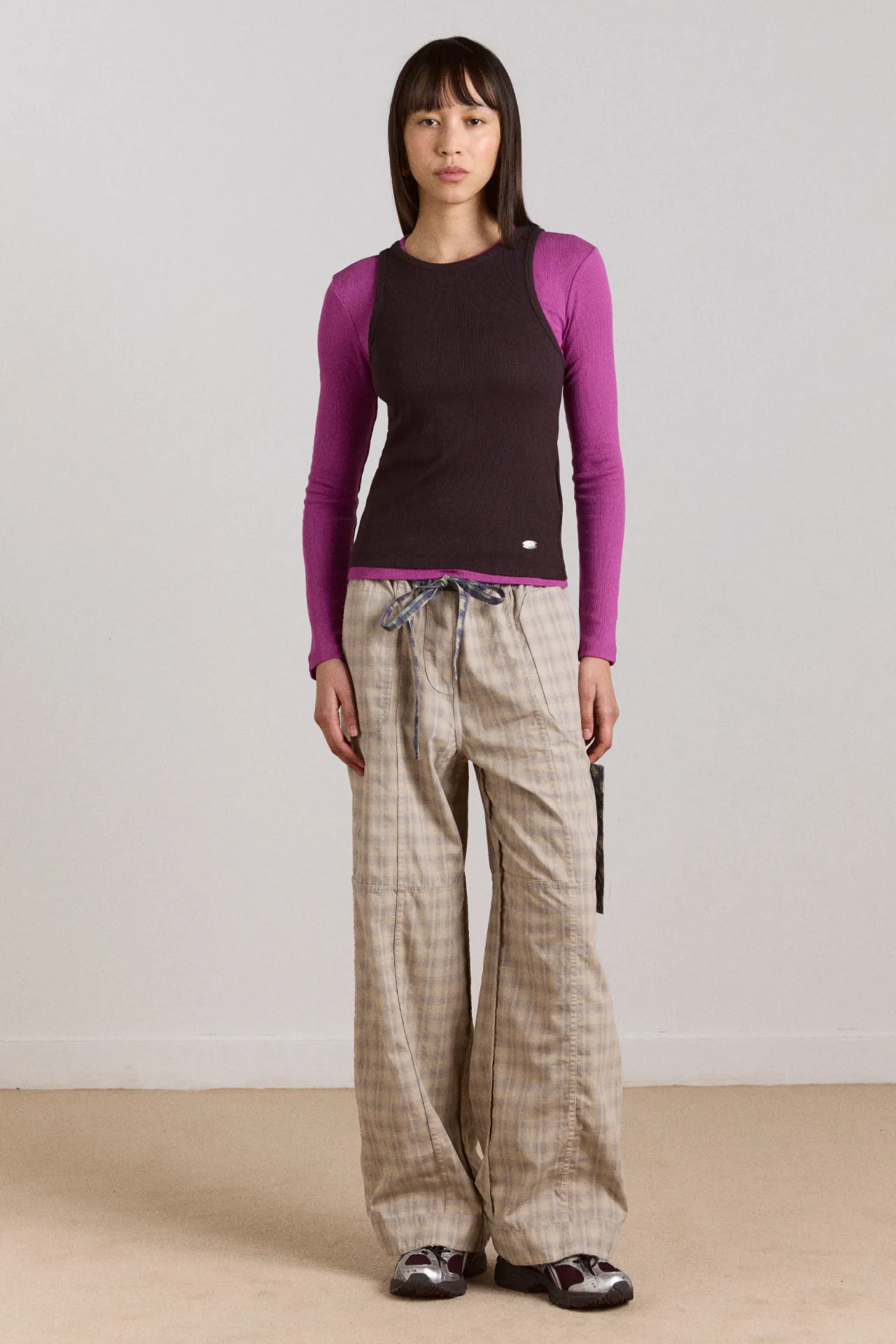 manon layered 2 in 1 top - choc/magenta sold by Damson Madder product image thumbnail 3