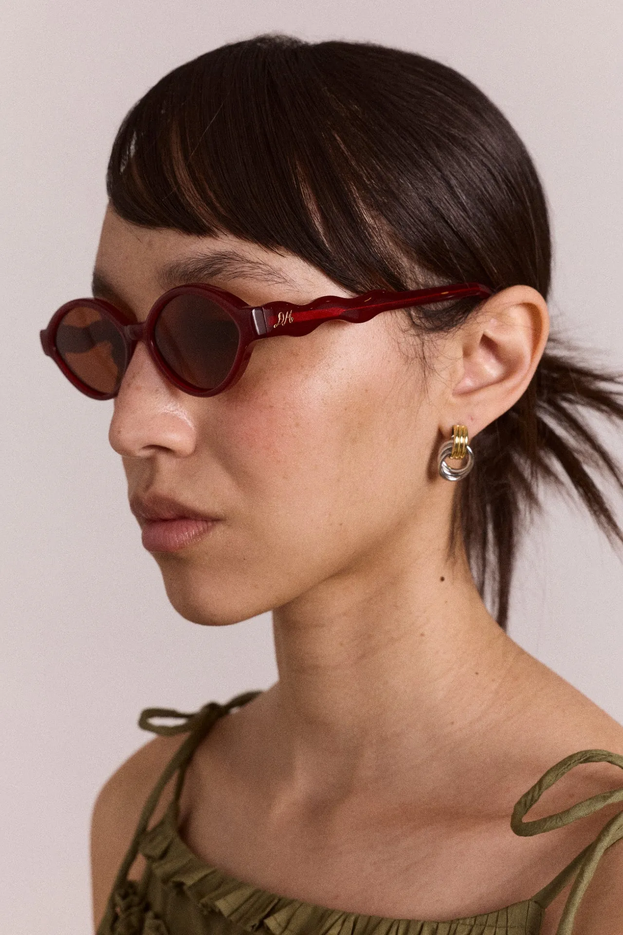 wavey temple sunglasses - crystal red sold by Damson Madder