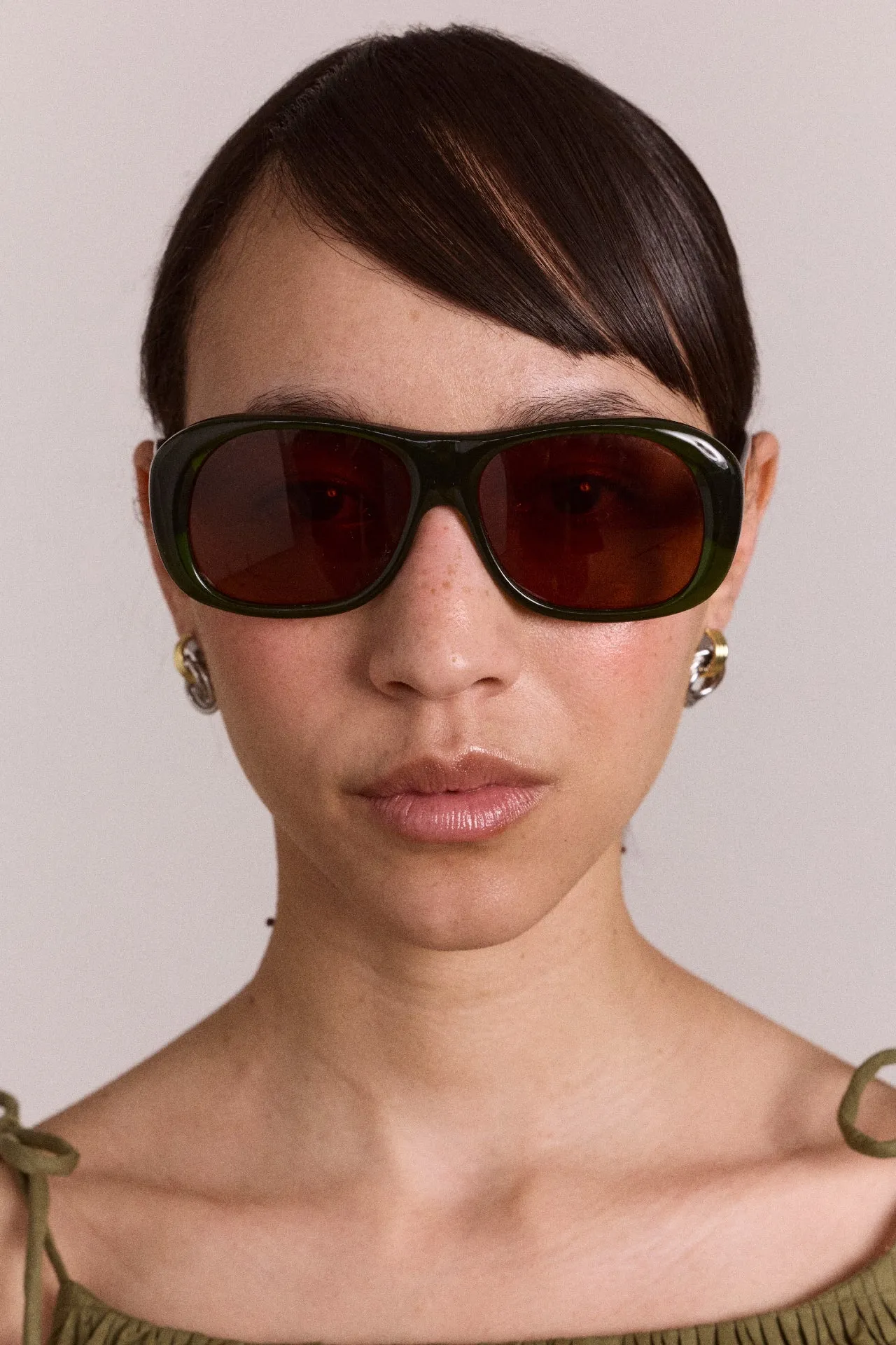oversized aviator sunglasses - green sold by Damson Madder