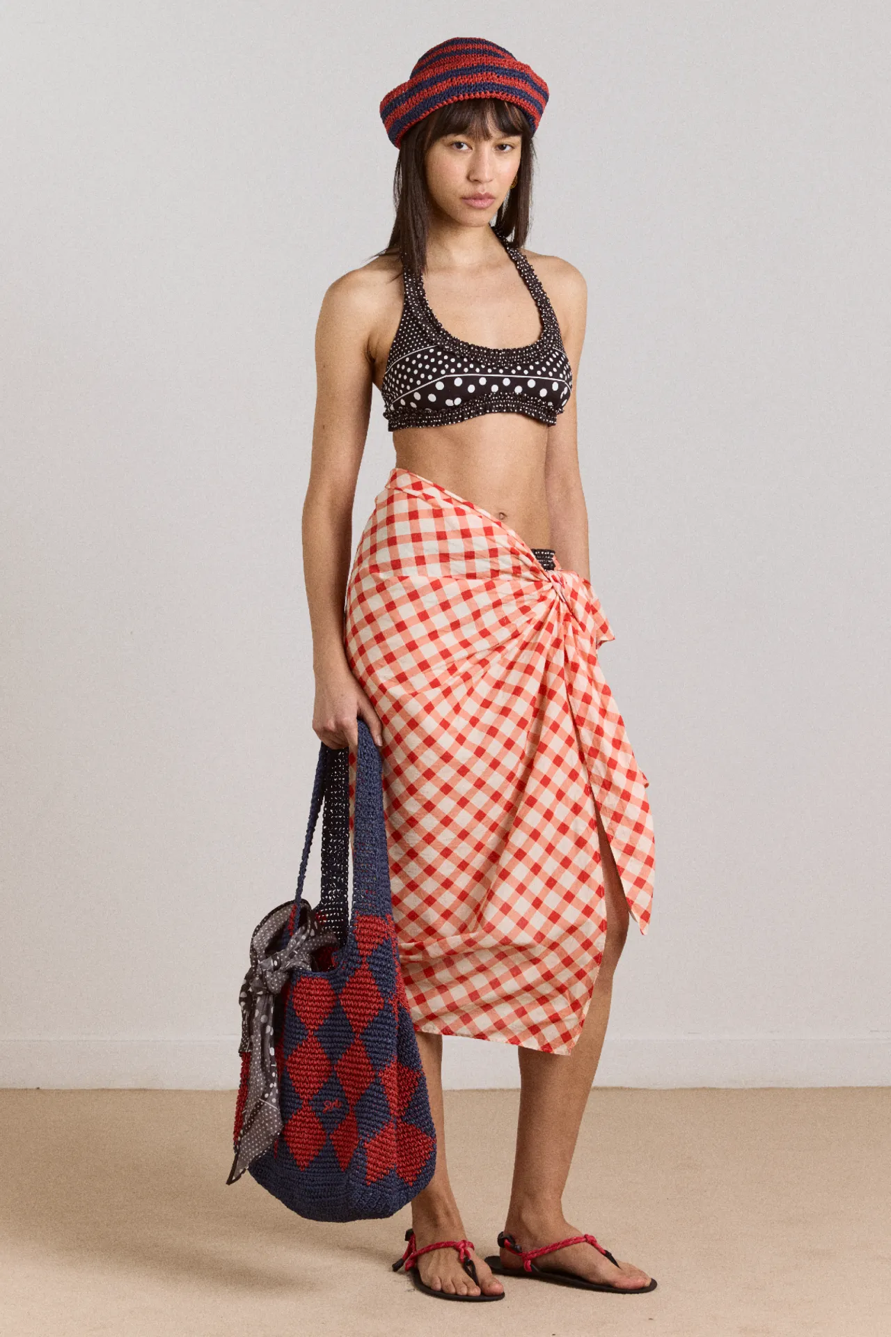 sarong - window pane check sold by Damson Madder