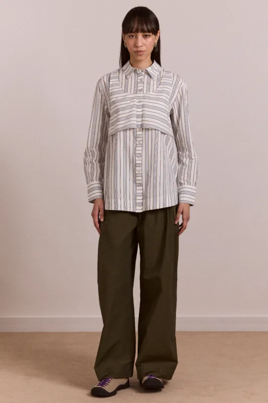 valeria double layer shirt - caraway stripe sold by Damson Madder