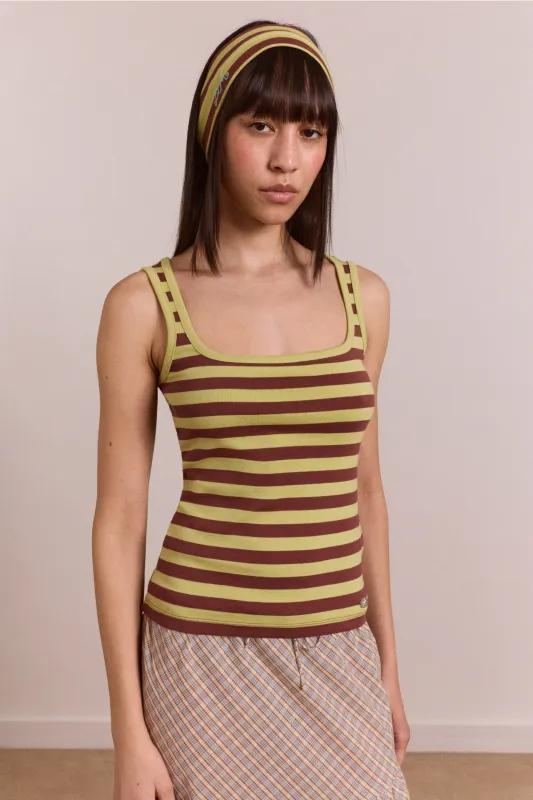 avielle tank - green stripe made by Damson Madder