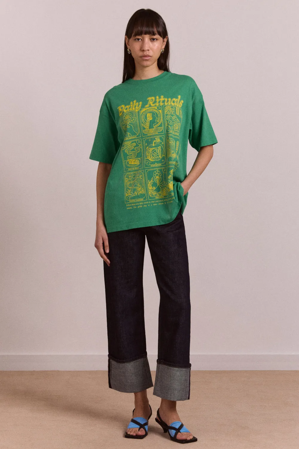 daily rituals graphic tee - green sold by Damson Madder product image thumbnail 2