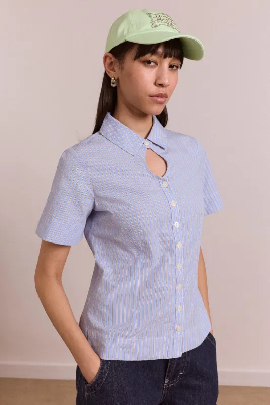 ebba shirt - mini blue stripe sold by Damson Madder