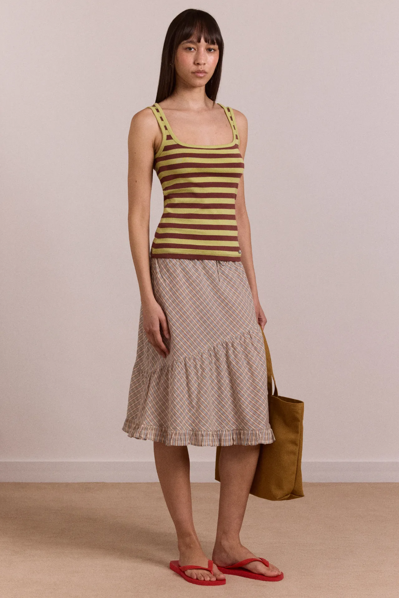 sigourney skirt - ginger check sold by Damson Madder product image thumbnail 2