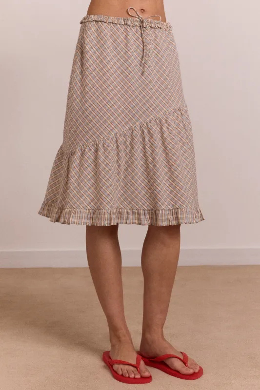 sigourney skirt - ginger check sold by Damson Madder