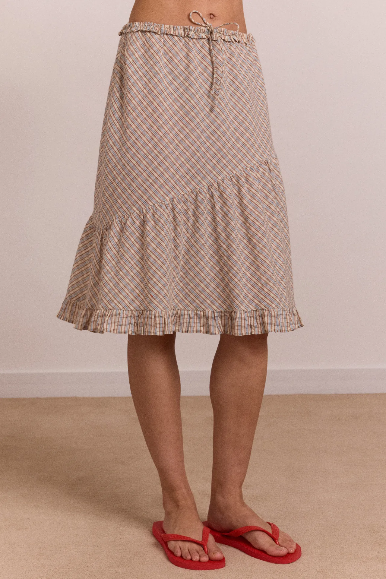 sigourney skirt - ginger check sold by Damson Madder