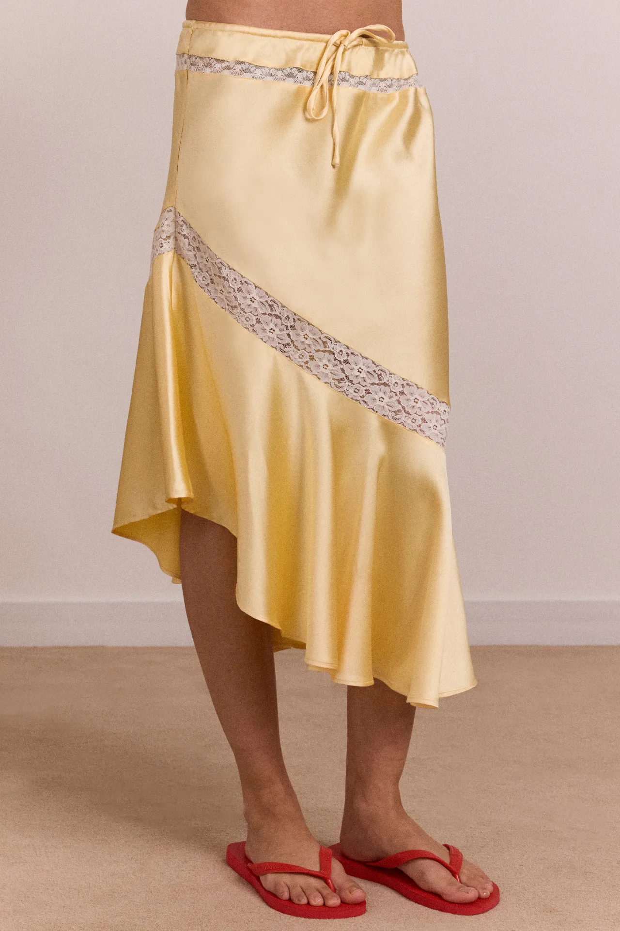 delphia satin midi skirt - butter sold by Damson Madder product image thumbnail 2