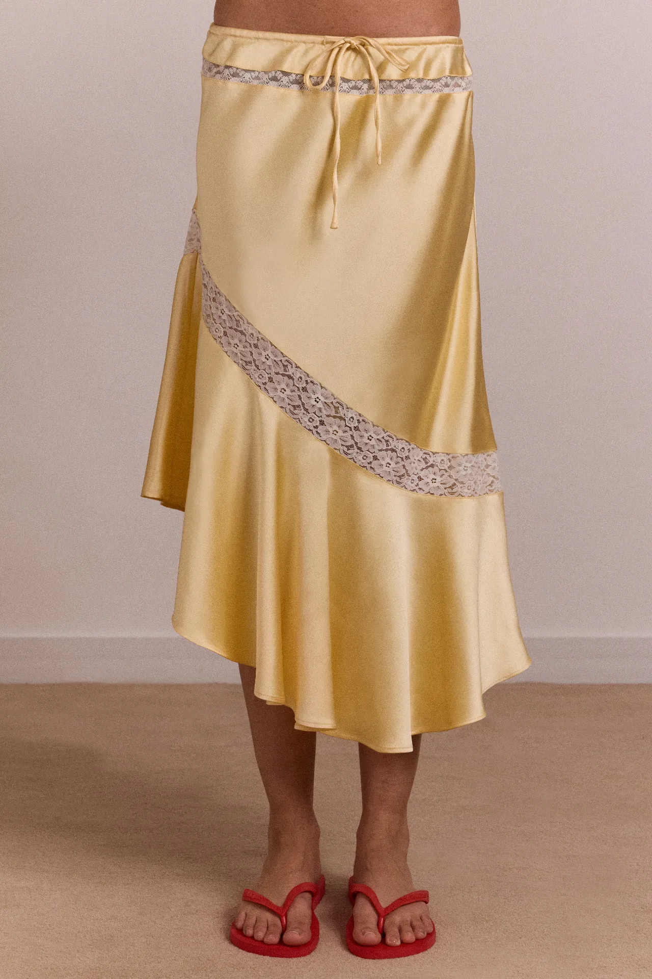 delphia satin midi skirt - butter sold by Damson Madder product image thumbnail 4