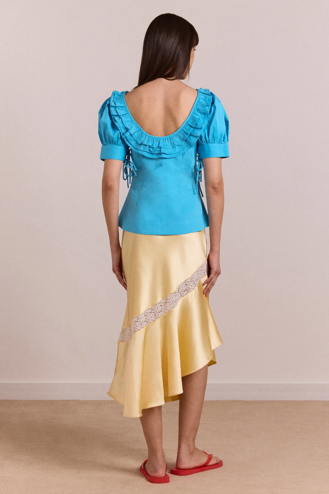 delphia satin midi skirt - butter sold by Damson Madder product image thumbnail 5