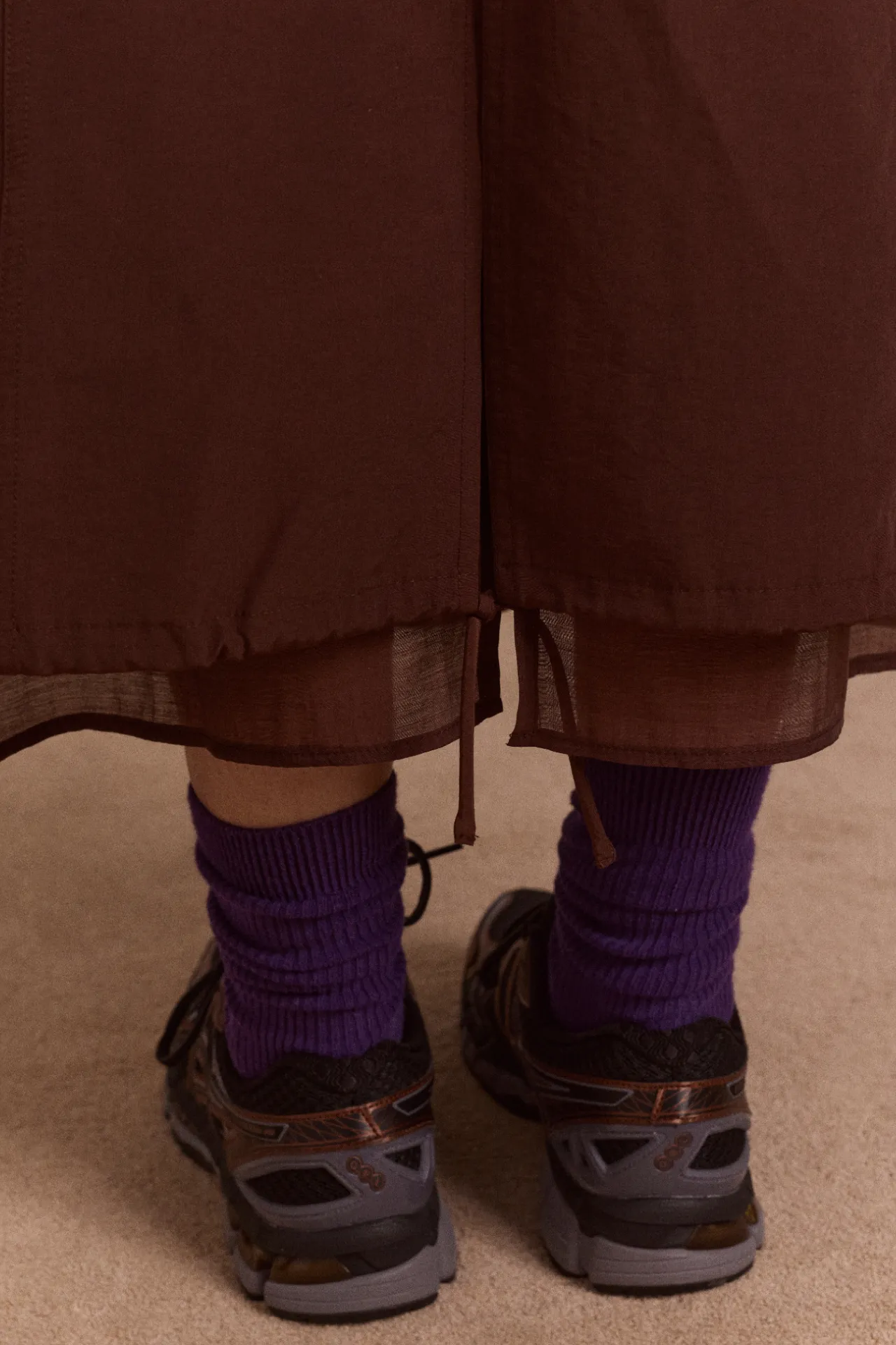 amber double layer midi skirt - choc sold by Damson Madder product image thumbnail 5