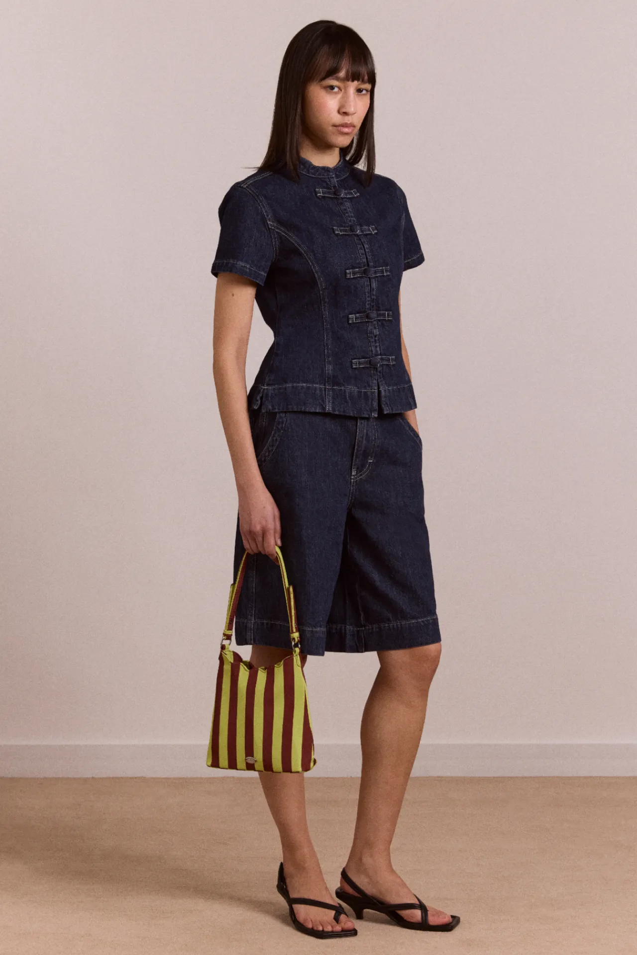 nelly button trim top - indigo sold by Damson Madder product image thumbnail 3