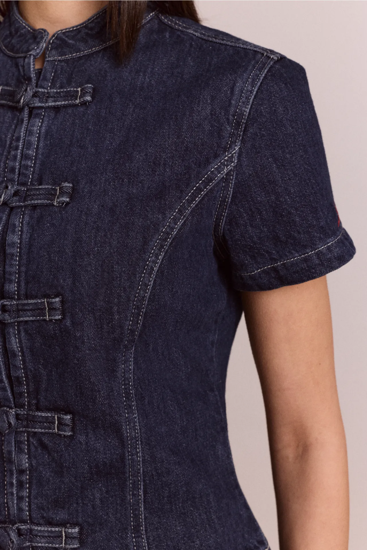 nelly button trim top - indigo sold by Damson Madder product image thumbnail 5