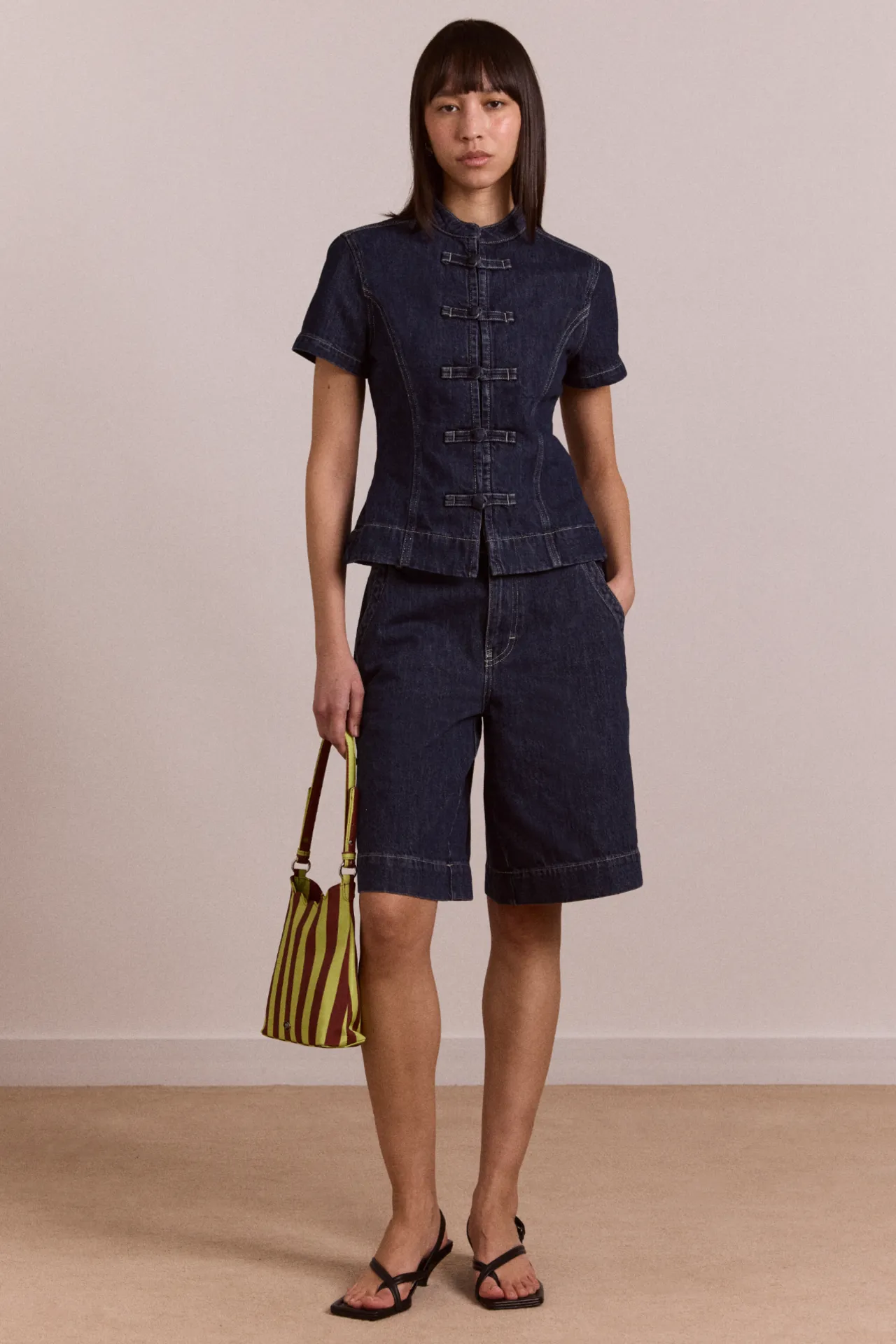 nelly button trim top - indigo sold by Damson Madder product image thumbnail 2