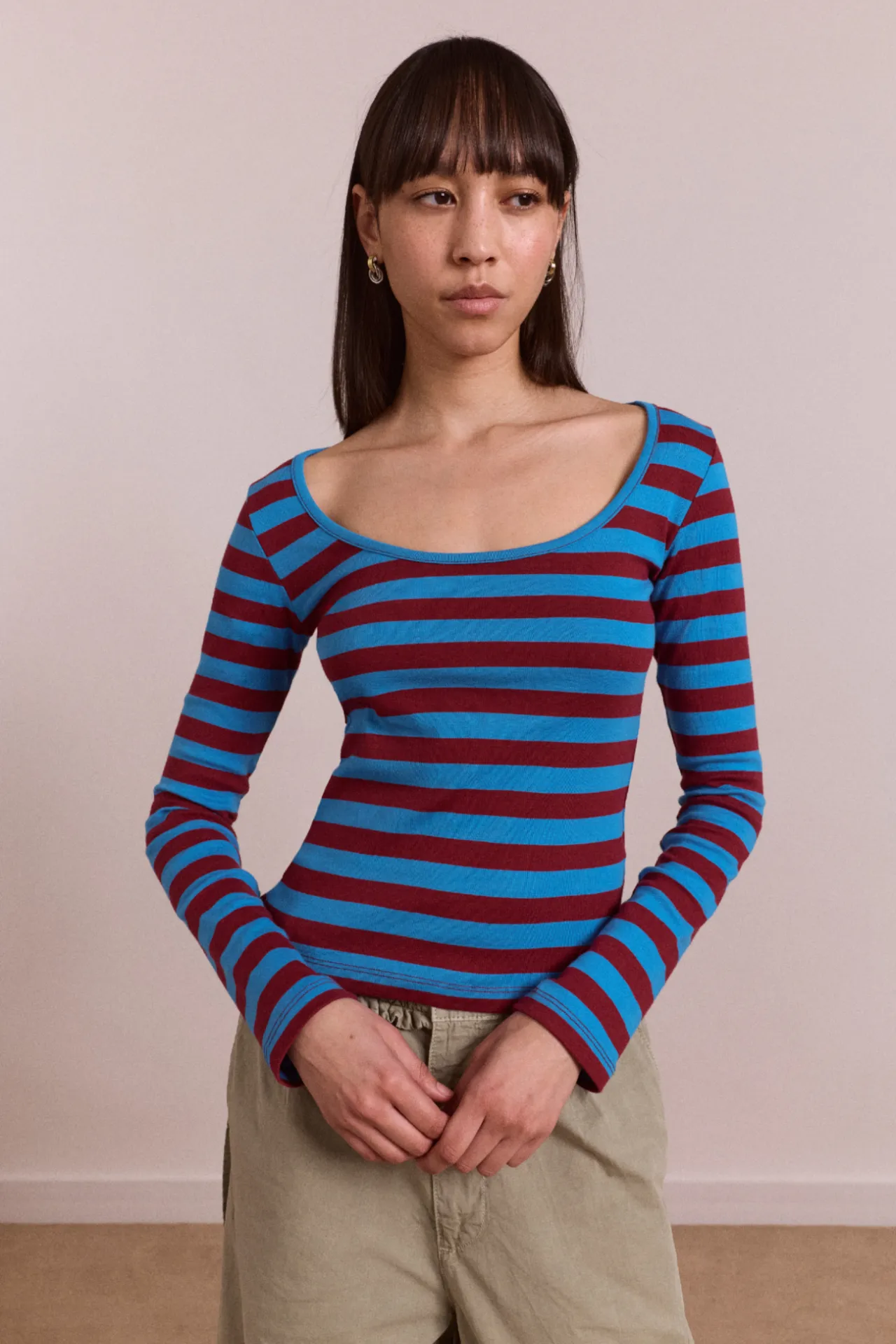 Avielle Double Layer Top - Blue Stripe sold by Damson Madder product image thumbnail 4