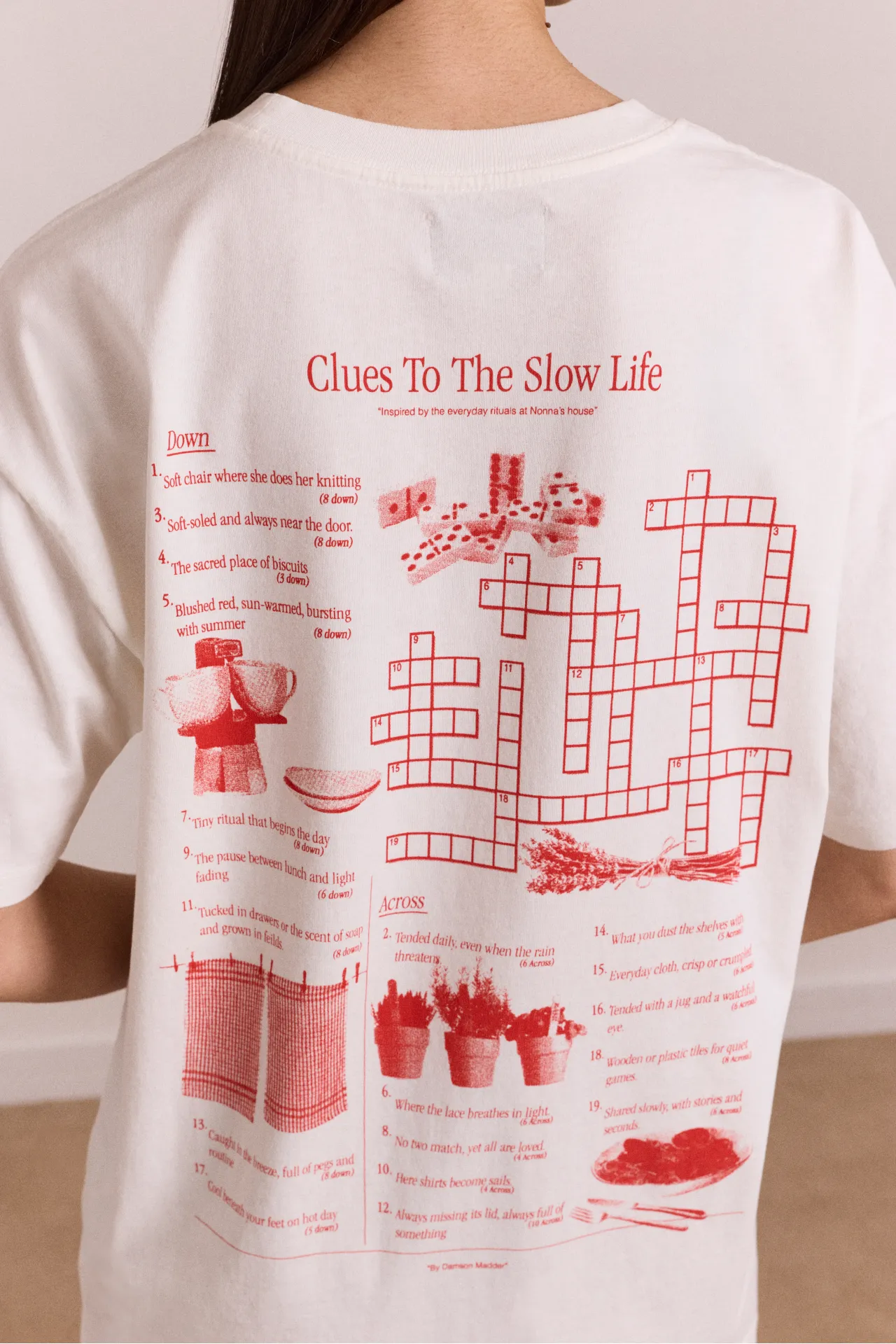 slow life crossword graphic tee - ecru sold by Damson Madder product image thumbnail 2