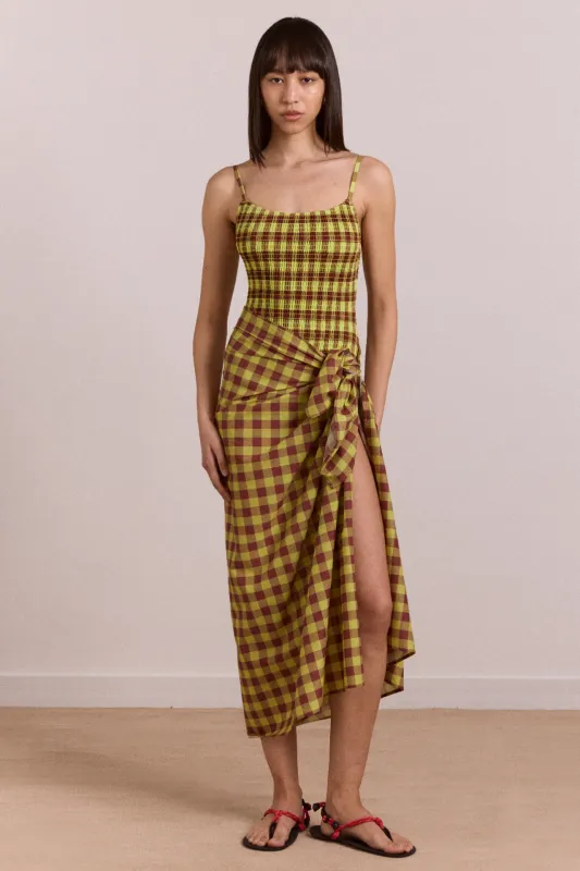 Sarong - Avo Choc Gingham made by Damson Madder