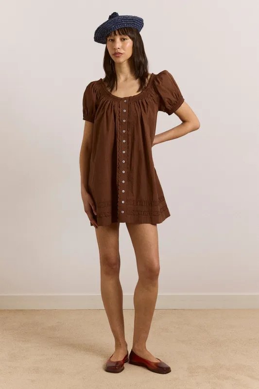 jayne mini dress - choc made by Damson Madder