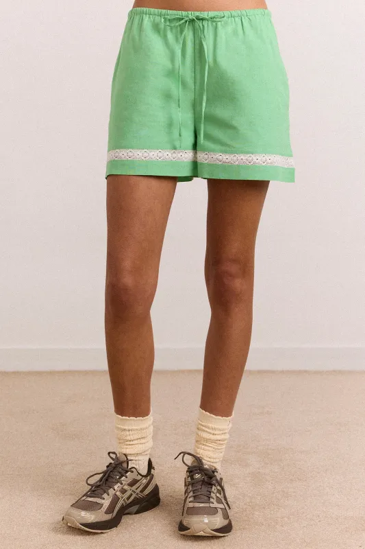 jovie lace insert shorts - mint made by Damson Madder