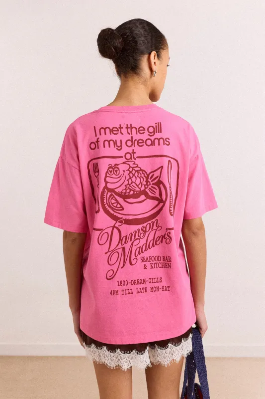 gill of dreams graphic tee - pink made by Damson Madder